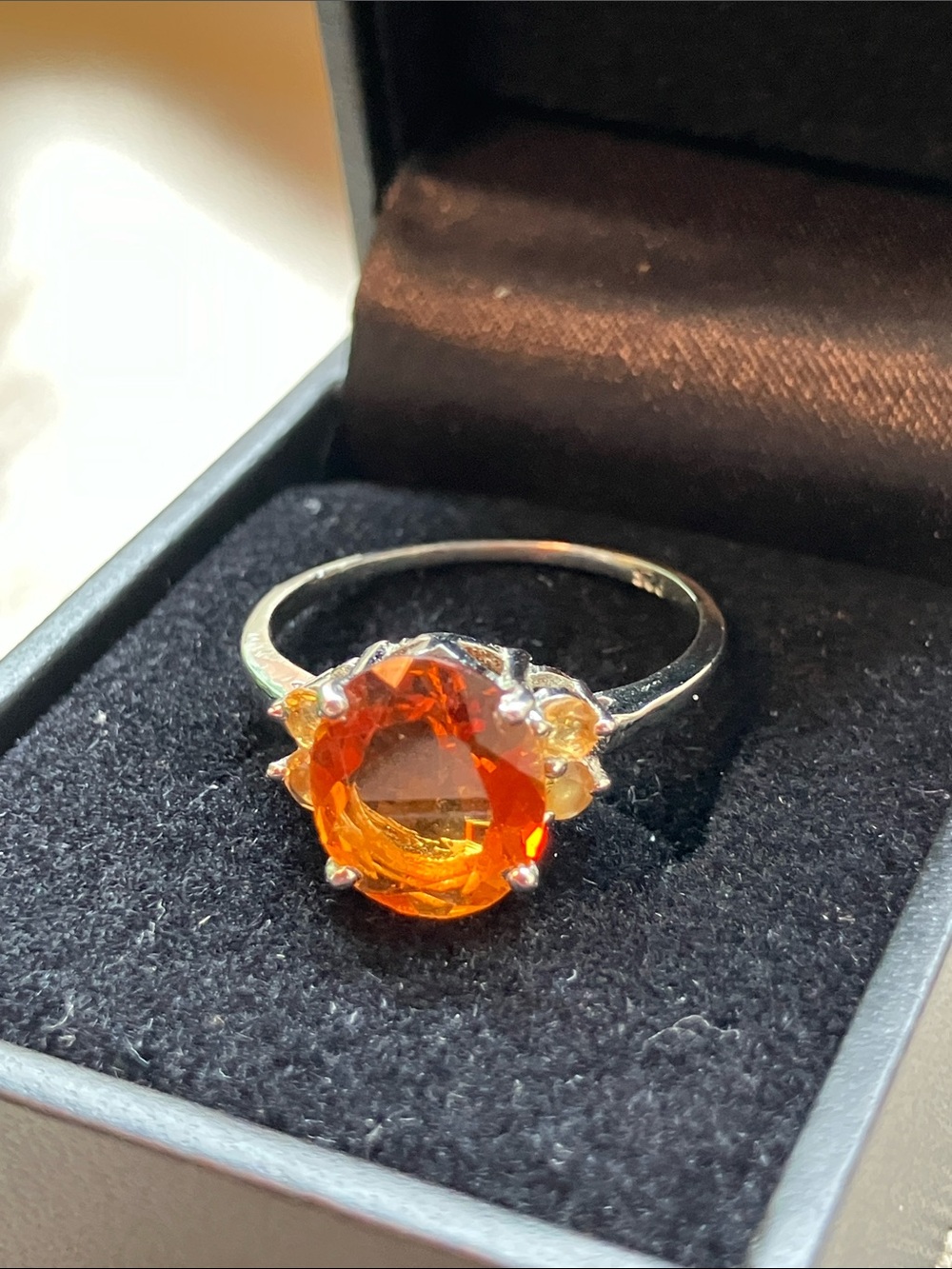 Sterling Silver Orange Gemstone Cocktail Ring - Unbranded - Picture 4 of 8